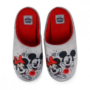 Γυναικείες Χειμωνιάτικες Παντόφλες  Mickey & Minnie Disney  10126169 Γκρι/Κόκκινο - Image 1