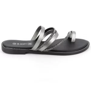 Ανατομικές Γυναικείες Παντόφλες  B-Soft 54031 Black/Silver - Image 1